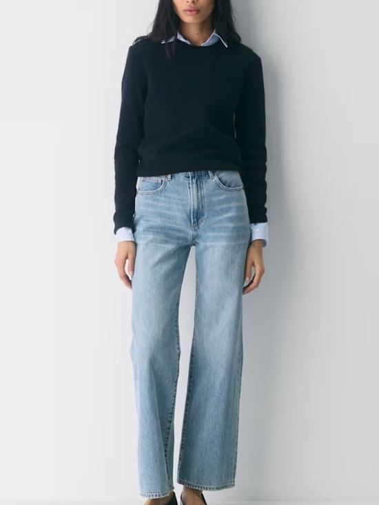 Denim Forum Denim - Aritzia's Denim Forum The Farrah Hi-Rise Wide | Blue Denim | Size 29
